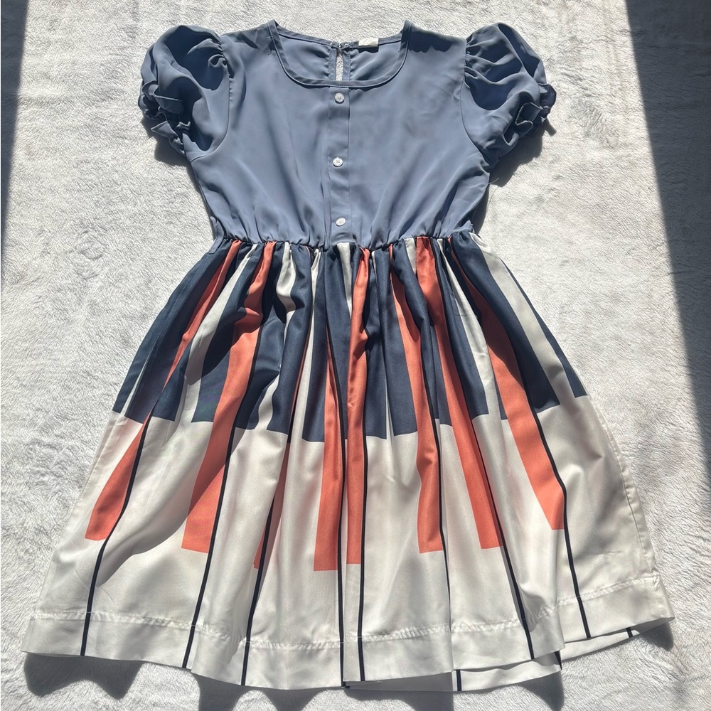 Stylish Blue and Orange Girl Dress size 11/12